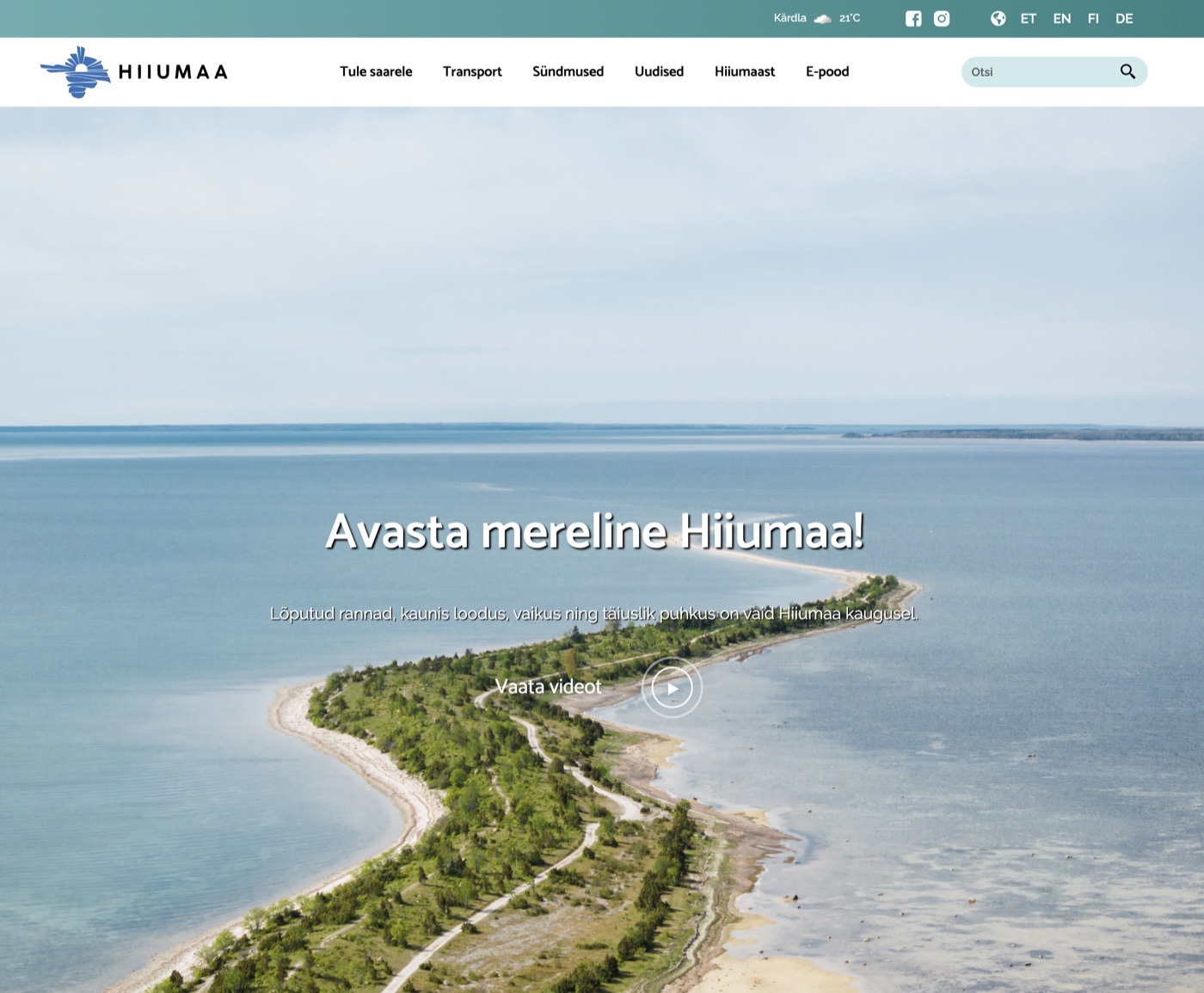 Tööd 11 Hiiumaa saare turismijuhi veebileht