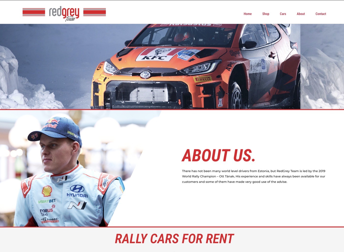 Tööd 9 Red Grey Team rallitiimi leht ja varuosade e-pood
