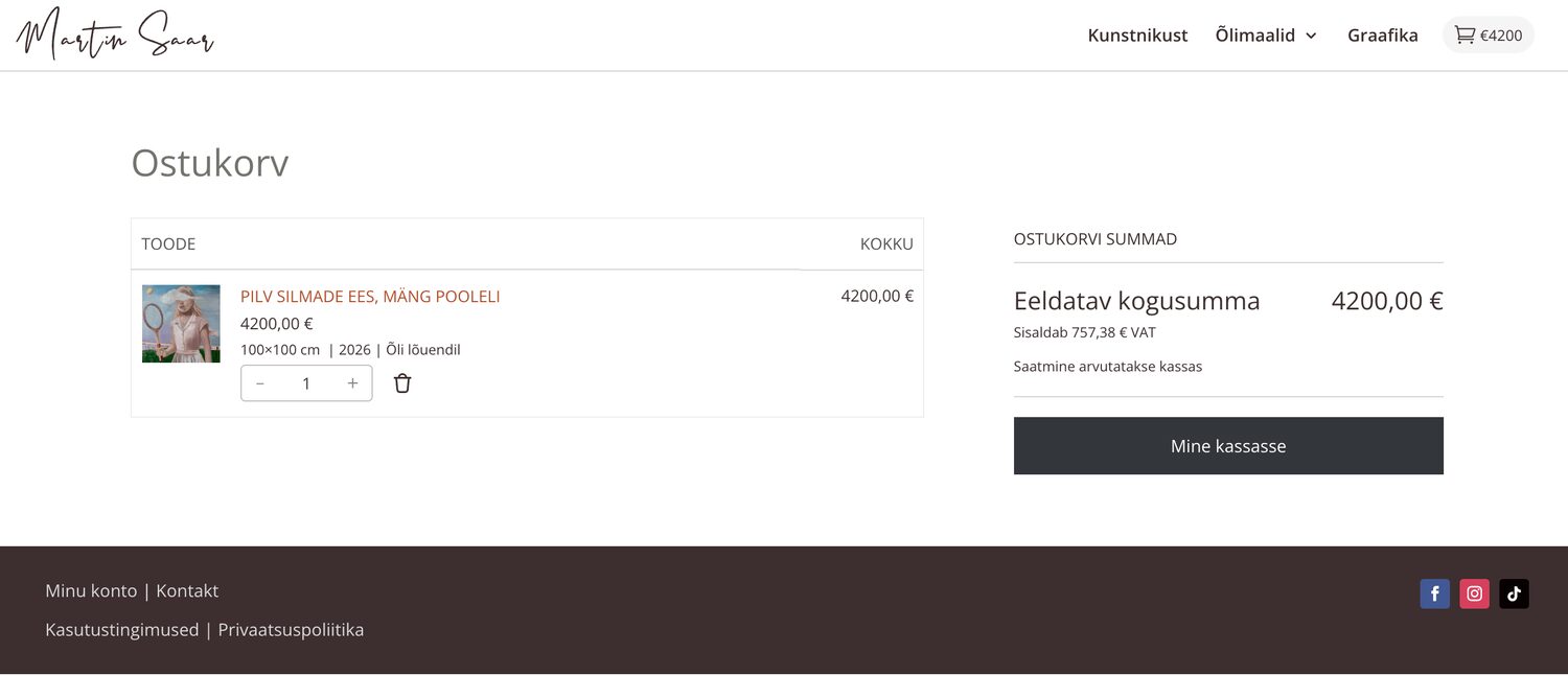 Martin Saar 3 Martin Saare e-poe ostukorv - teos ostukorvis, kokkuvõte ja nupp Mine kassasse