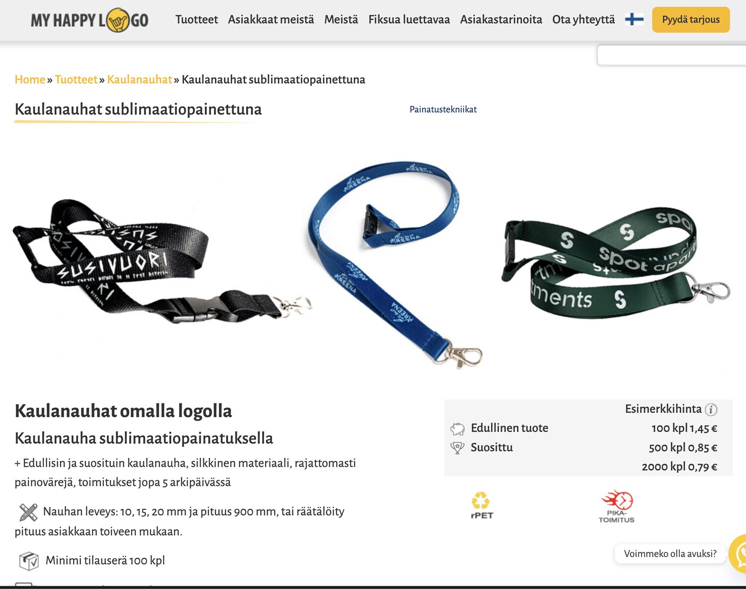 My Happy Logo 2 My Happy Logo tootekataloog - kaelapaelad oma logoga ja päringupõhine tarjous