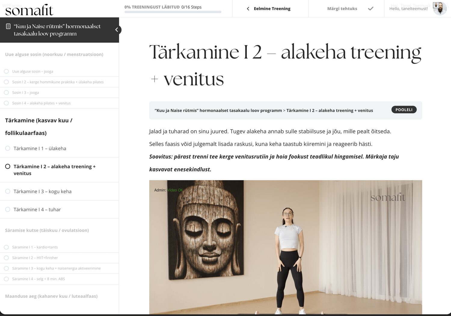 Somafit treeningprogramm - naise tsükli järgi üles ehitatud treening